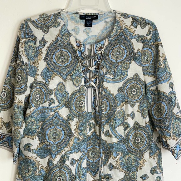 Saint Tropez Linen Blend Paisley Tunic Size 1x - Picture 2 of 8